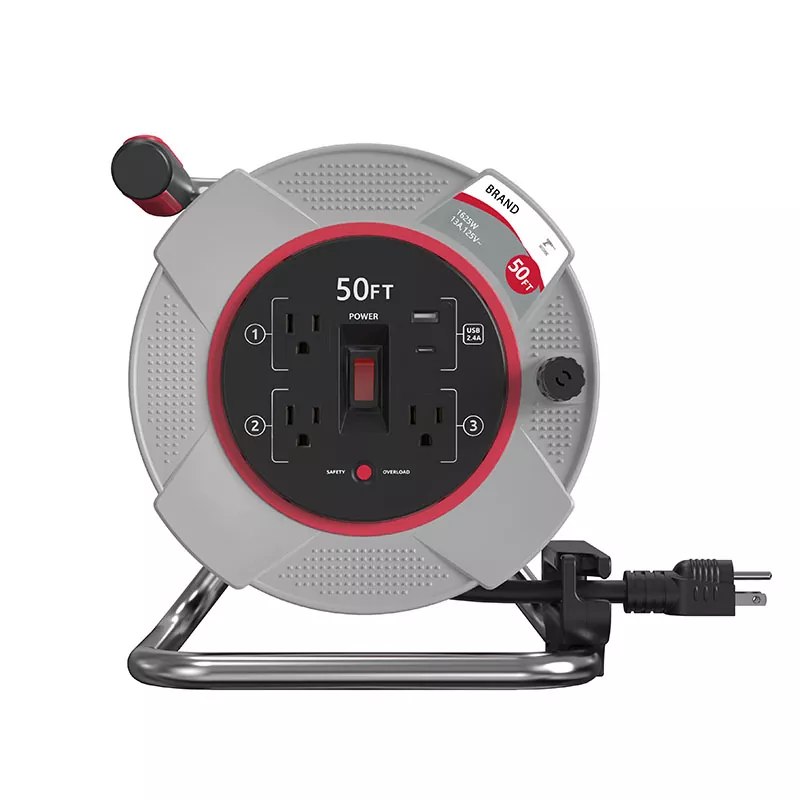 3 cửa hàng USB2.4A dây nhựa cuộn 50ft với bảo vệ quá tải 3 cửa hàng USB2.4A dây nhựa cuộn 50ft với bảo vệ quá tải